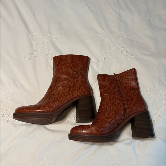 Target Shoes - Target Brown Heeled Boots with snake print